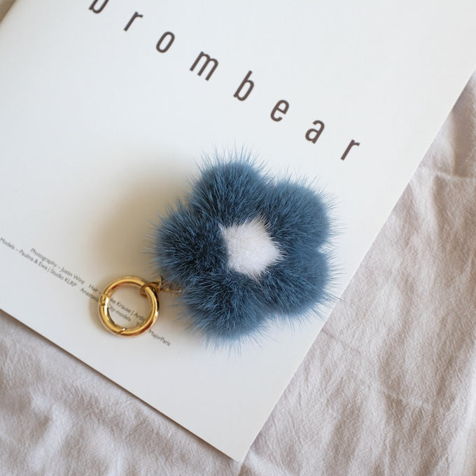MINK FUR CHERRY BLOSSOM PENDANT BAG ACCESSORY