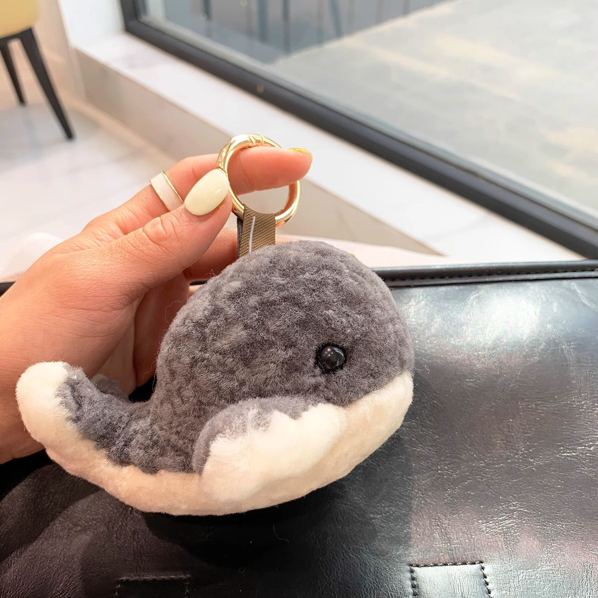 CUTE DOLPHIN WOOL FAUX FUR CHARM KEYCHAIN