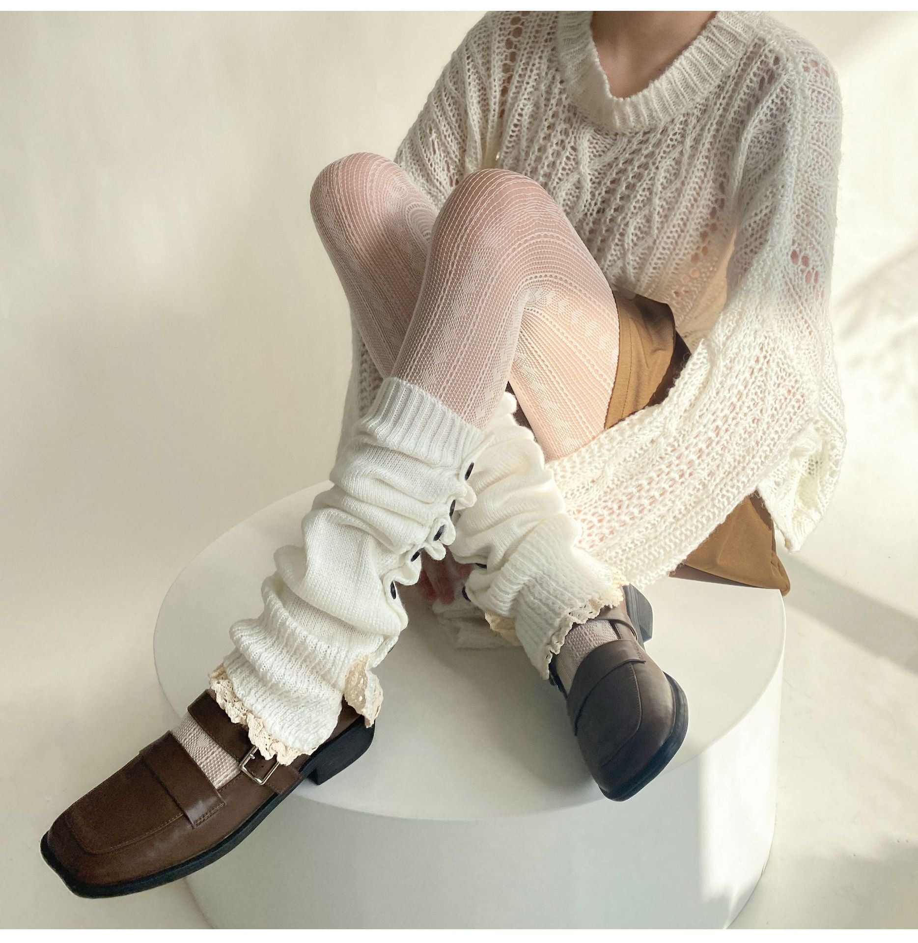 JAPANESE SWEET GIRL LOVE VERTICAL STRIPE RETRO HOLLOW FISHING NET SOCKS BOTTOM PANTYHOSE