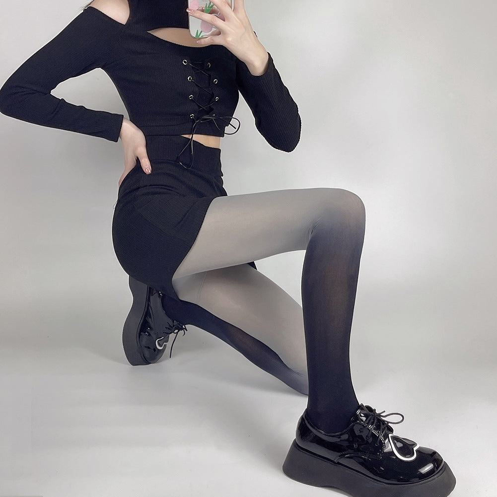 FASHION 80D GRADUAL CHANGE COLOR VELVET PANTYHOSE