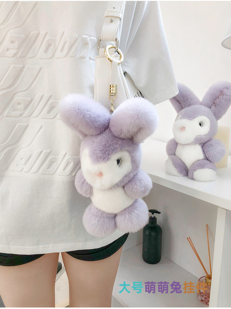 CUTE REAL RABBIT FUR BUNNY KEYCHAIN