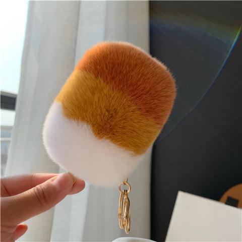 RABBIT FUR ICE CREAM BAG CHARM KEYCHAIN ACCESSORY
