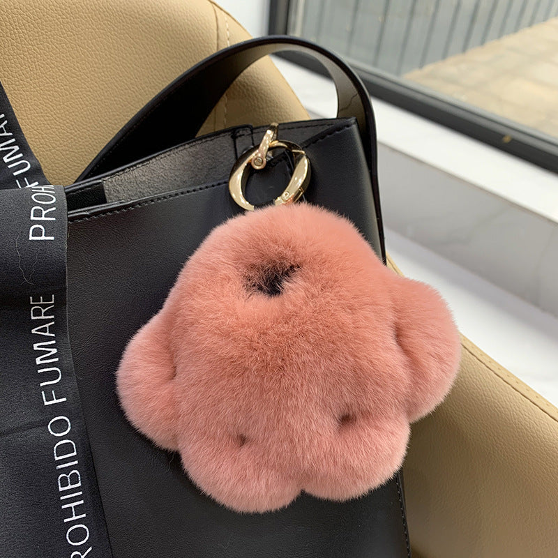 REX RABBIT FUR CAT CLAW KEY CHAIN PLUSH DOLL BEAR PAW ACCESSORY