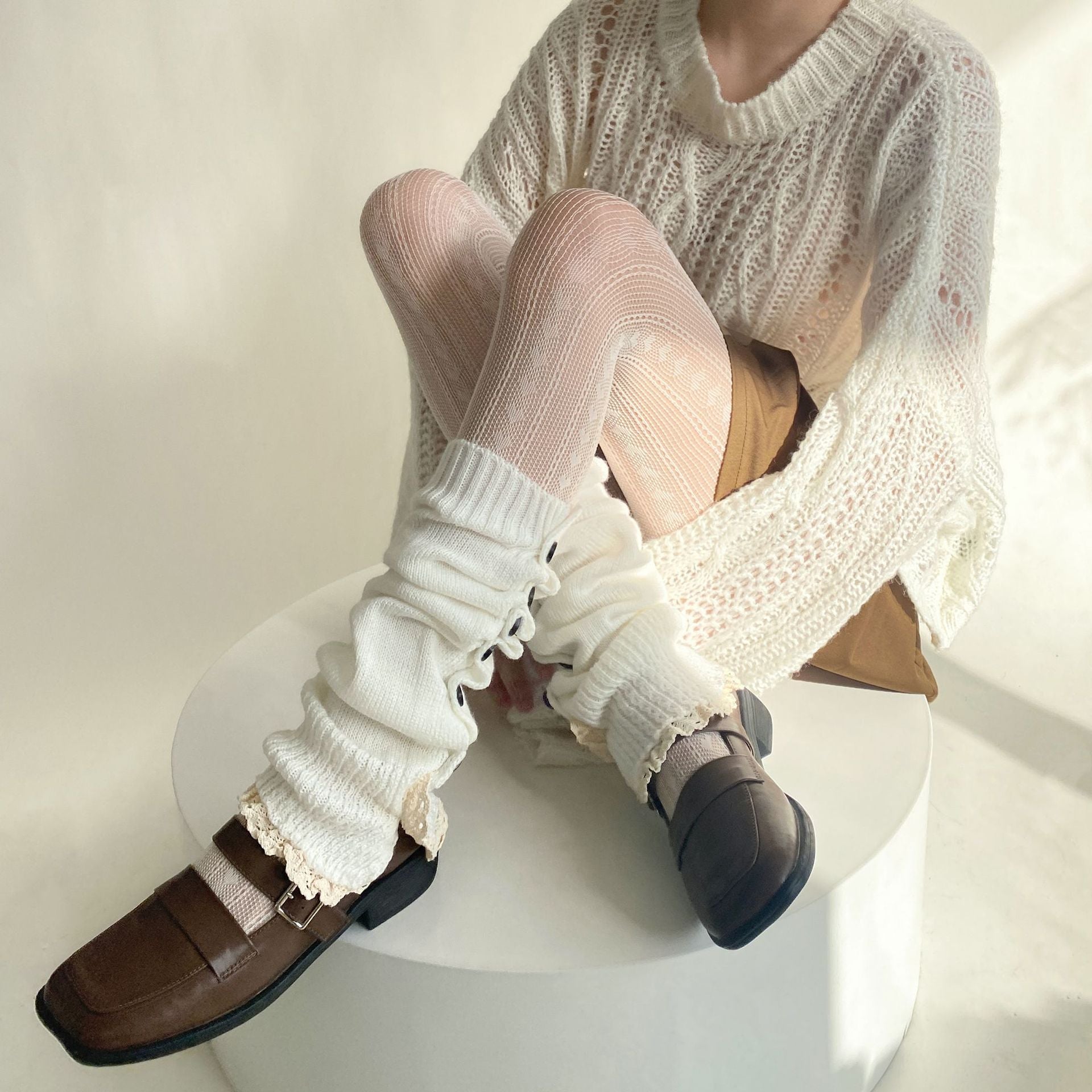 JAPANESE SWEET GIRL LOVE VERTICAL STRIPE RETRO HOLLOW FISHING NET SOCKS BOTTOM PANTYHOSE
