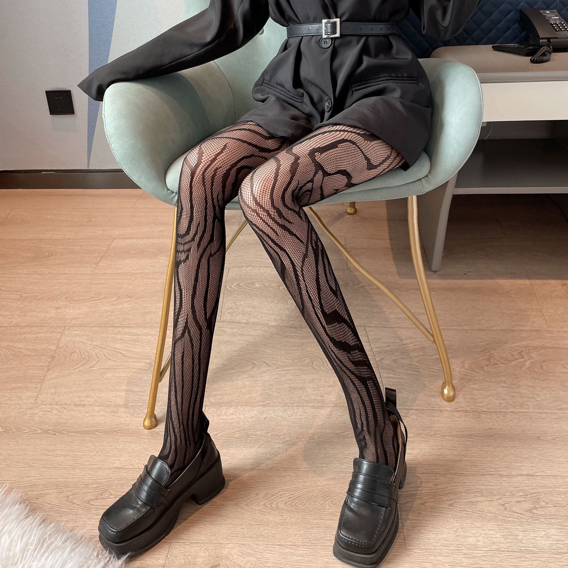 FASHION SUMMER THIN LEOPARD PRINT BOTTOM MESH SOCKS PANTYHOSE