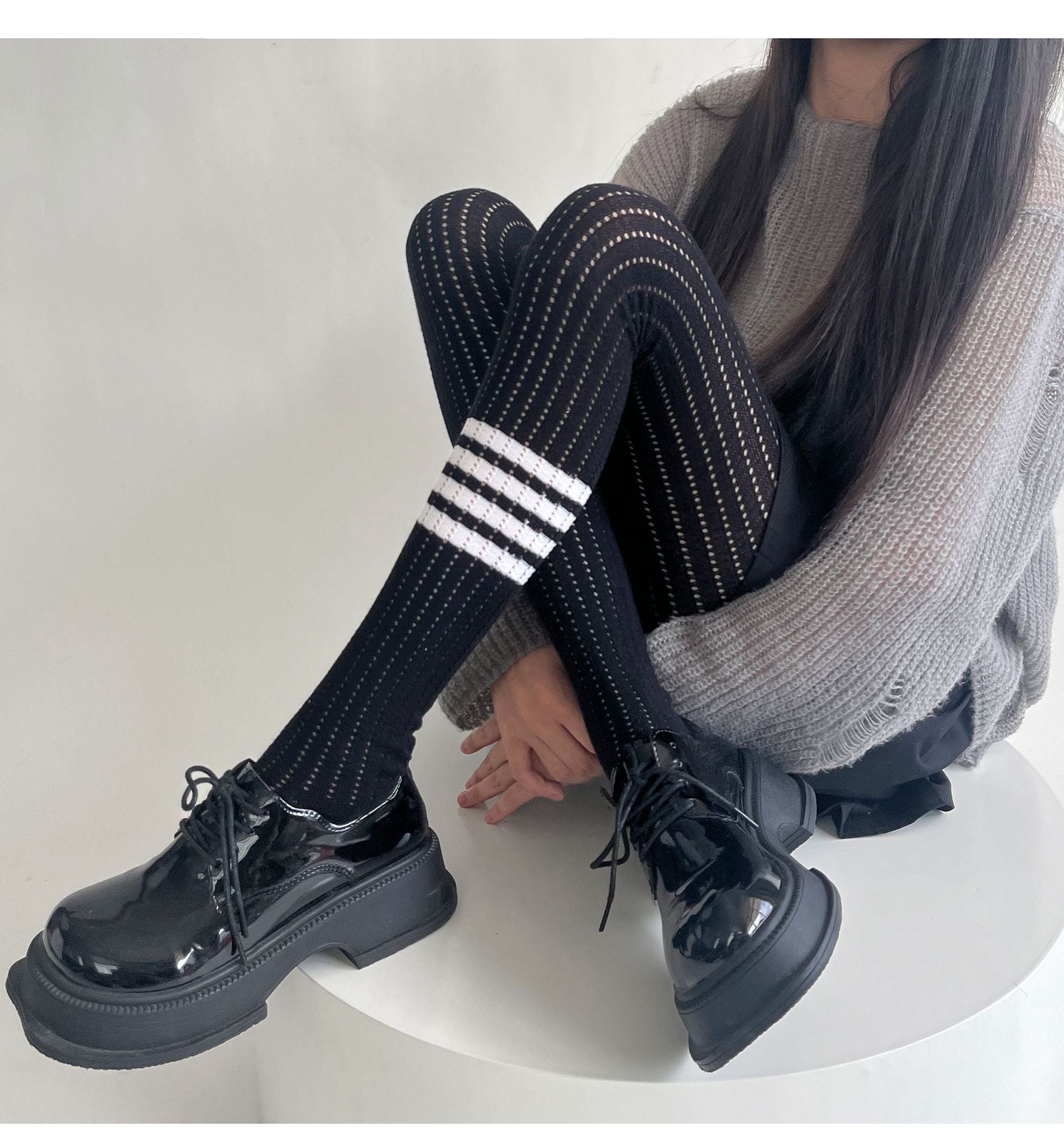 SPRING AND AUTUMN WEAR SKINNY ELASTIC FOUR-BAR BOTTOM KNITTED SOCKS PANTYHOSE