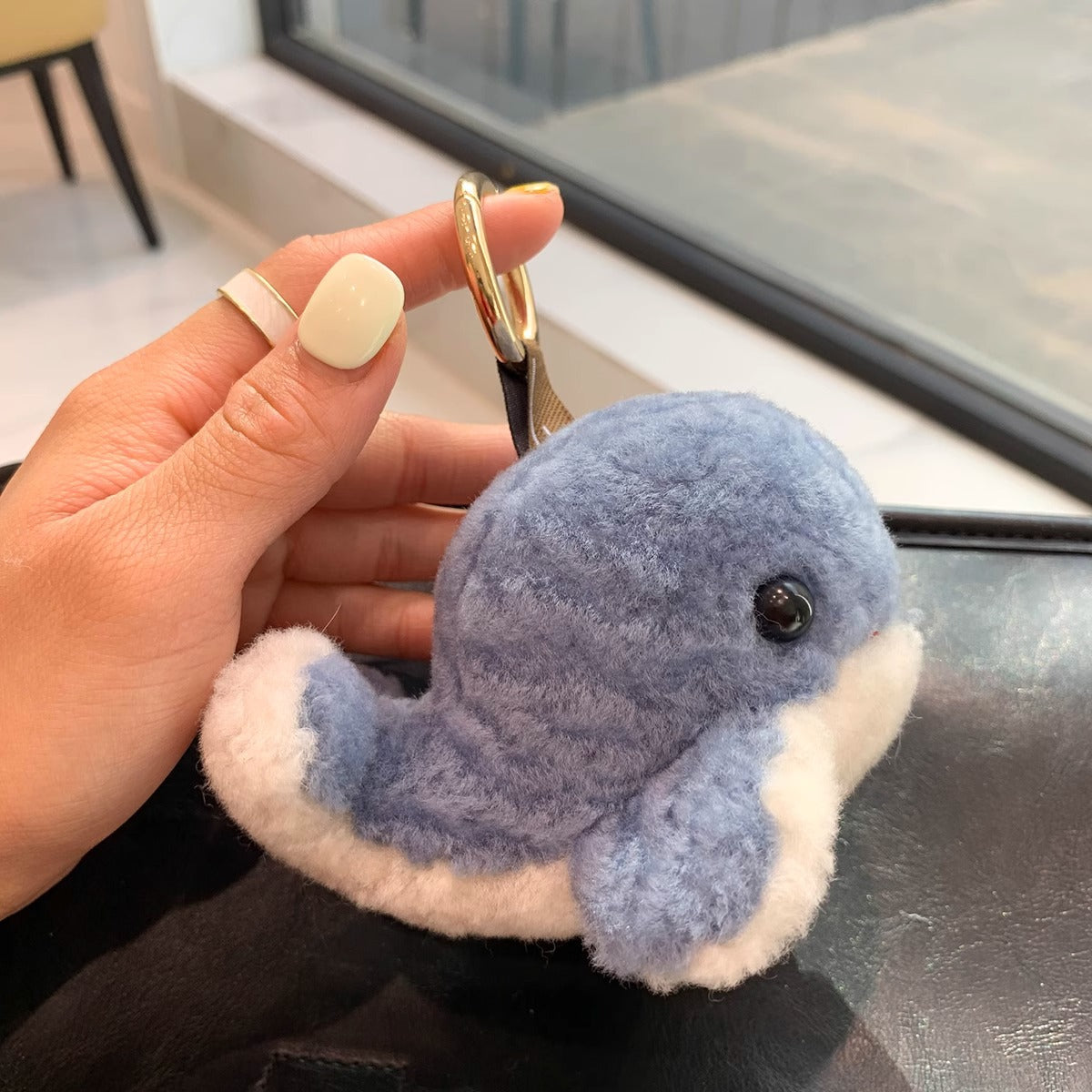 CUTE DOLPHIN WOOL FAUX FUR CHARM KEYCHAIN
