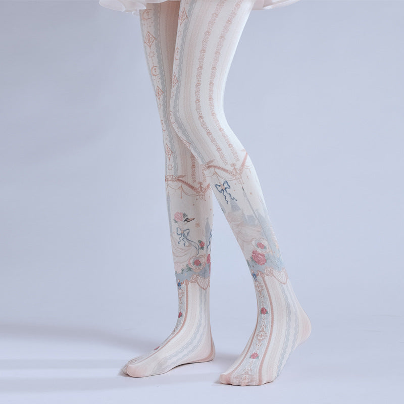 GIRLS COS SCHOOL SOCKS LOLITA PRINT PANTYHOSE