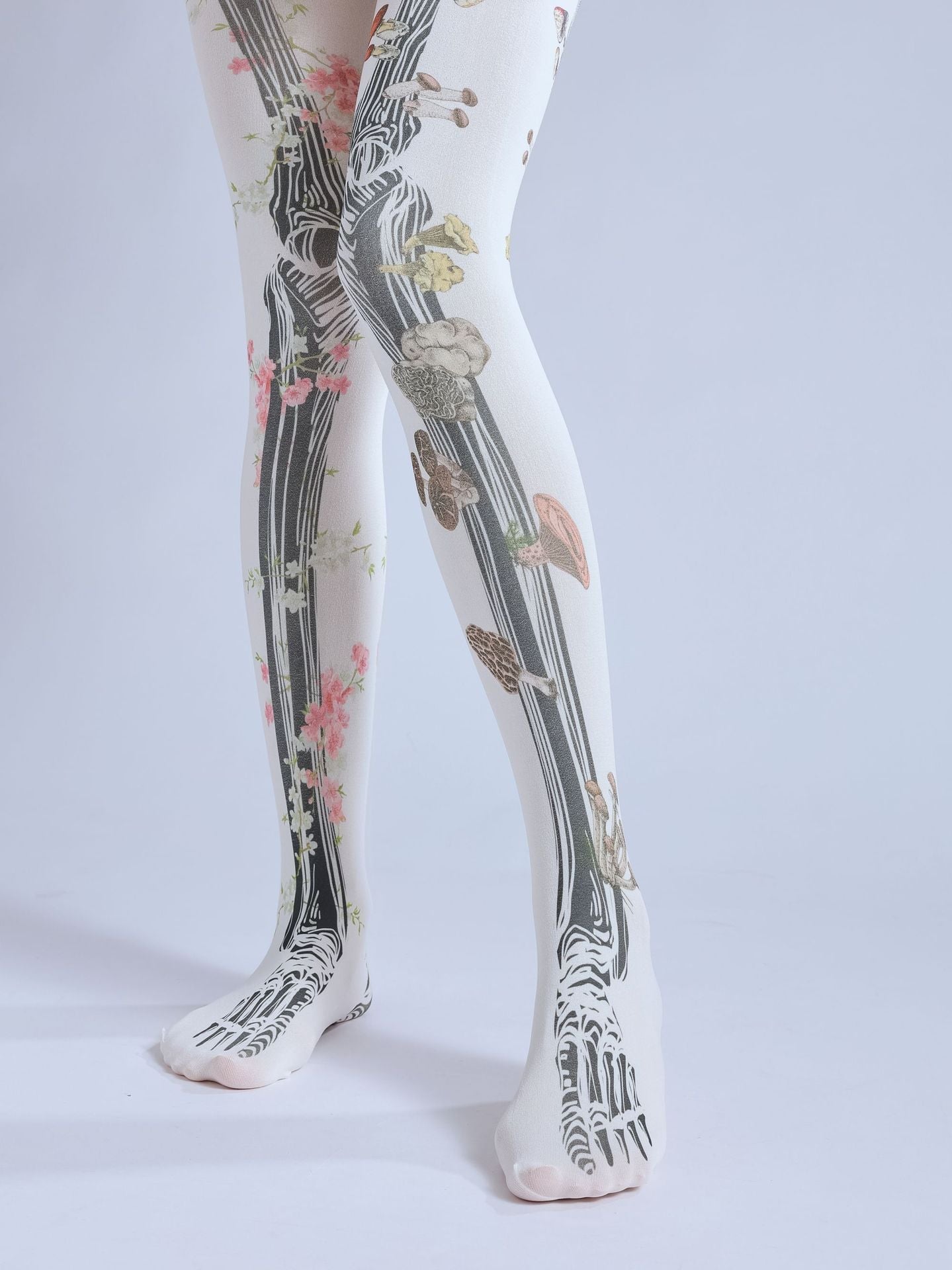 DARK ARTICULATED BONES PRINT TATTOO PATTERN HALLOWEEN DANCING PANTYHOSE