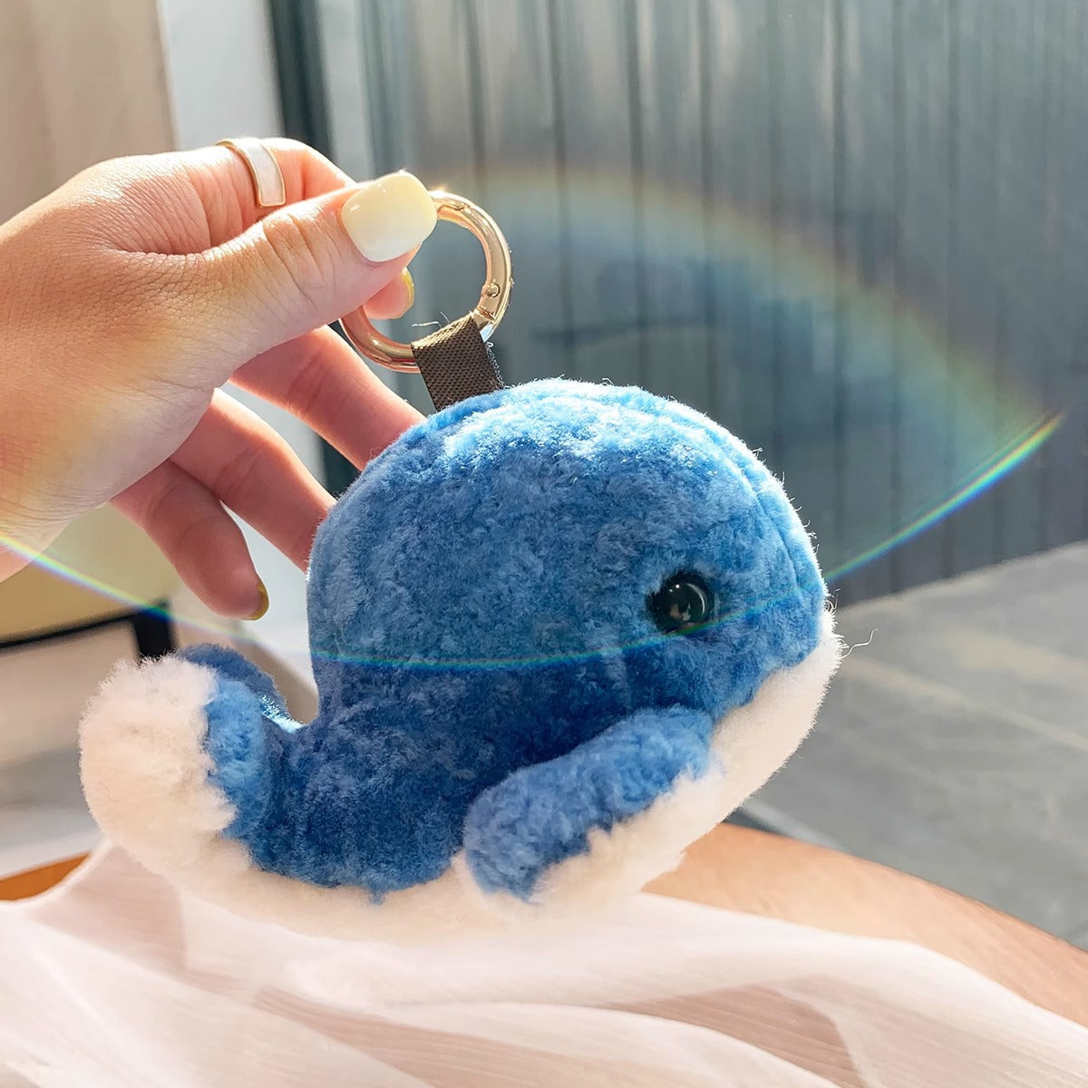 CUTE DOLPHIN WOOL FAUX FUR CHARM KEYCHAIN
