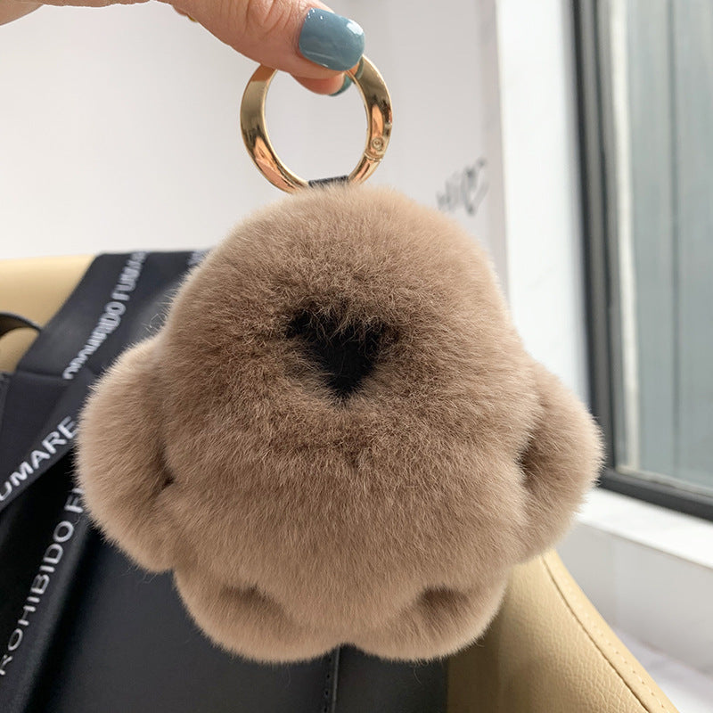 REX RABBIT FUR CAT CLAW KEY CHAIN PLUSH DOLL BEAR PAW ACCESSORY