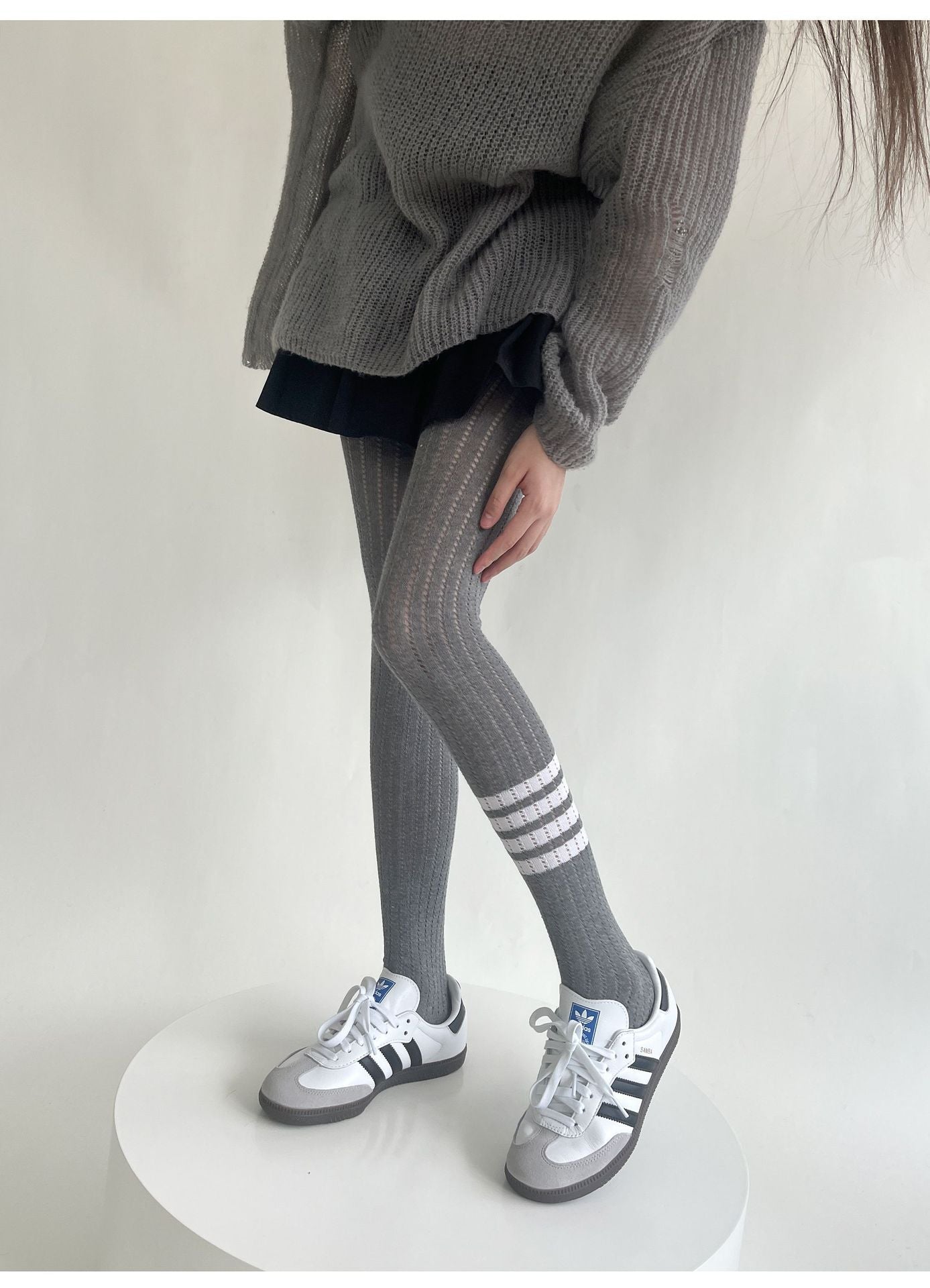 SPRING AND AUTUMN WEAR SKINNY ELASTIC FOUR-BAR BOTTOM KNITTED SOCKS PANTYHOSE