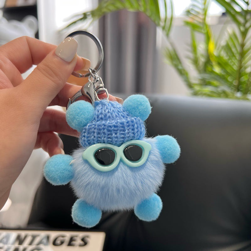 CUTE REX RABBIT HAIR SMALL COAL BALL KEYCHAIN ACCESSORY