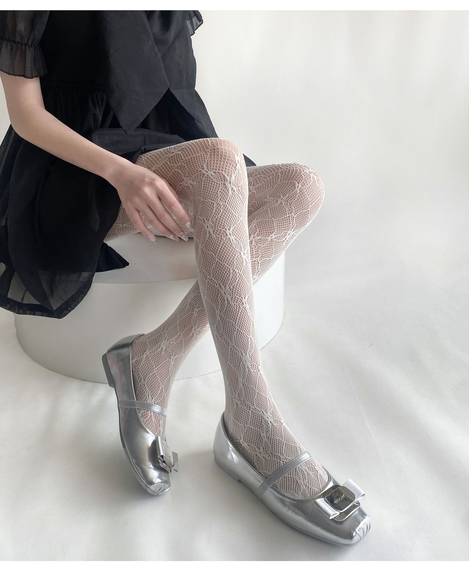 THIN SUMMER LACE Y2K FLORAL HOLLOW LEG SHAPING BOTTOM SOCKS PANTYHOSE