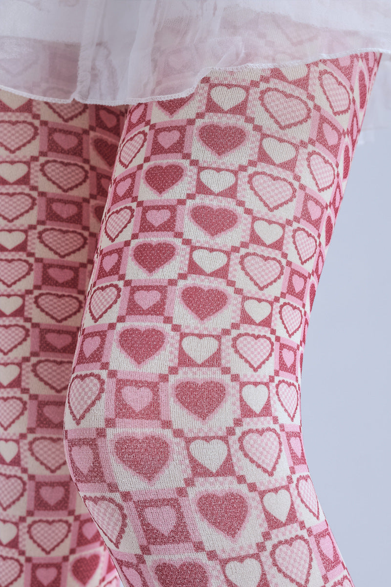 CARTOON LOVE PRINT SWEET GIRL LEGGINGS PANTYHOSE