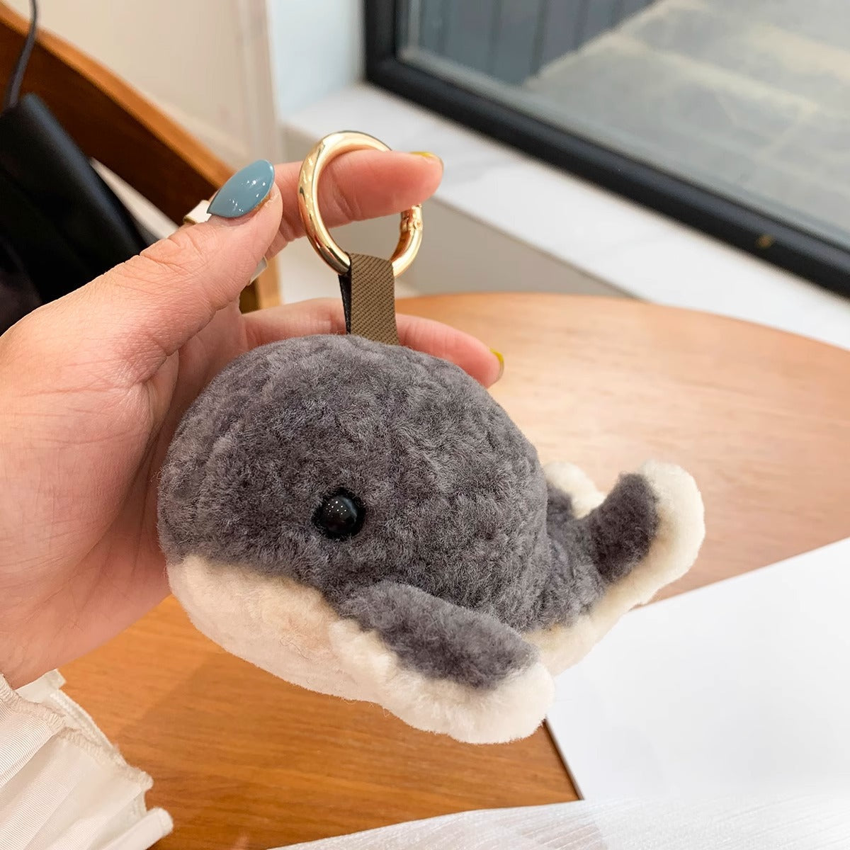 CUTE DOLPHIN WOOL FAUX FUR CHARM KEYCHAIN