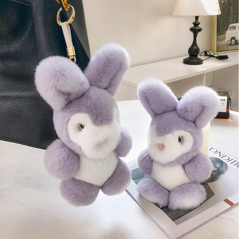 CUTE REAL RABBIT FUR BUNNY KEYCHAIN