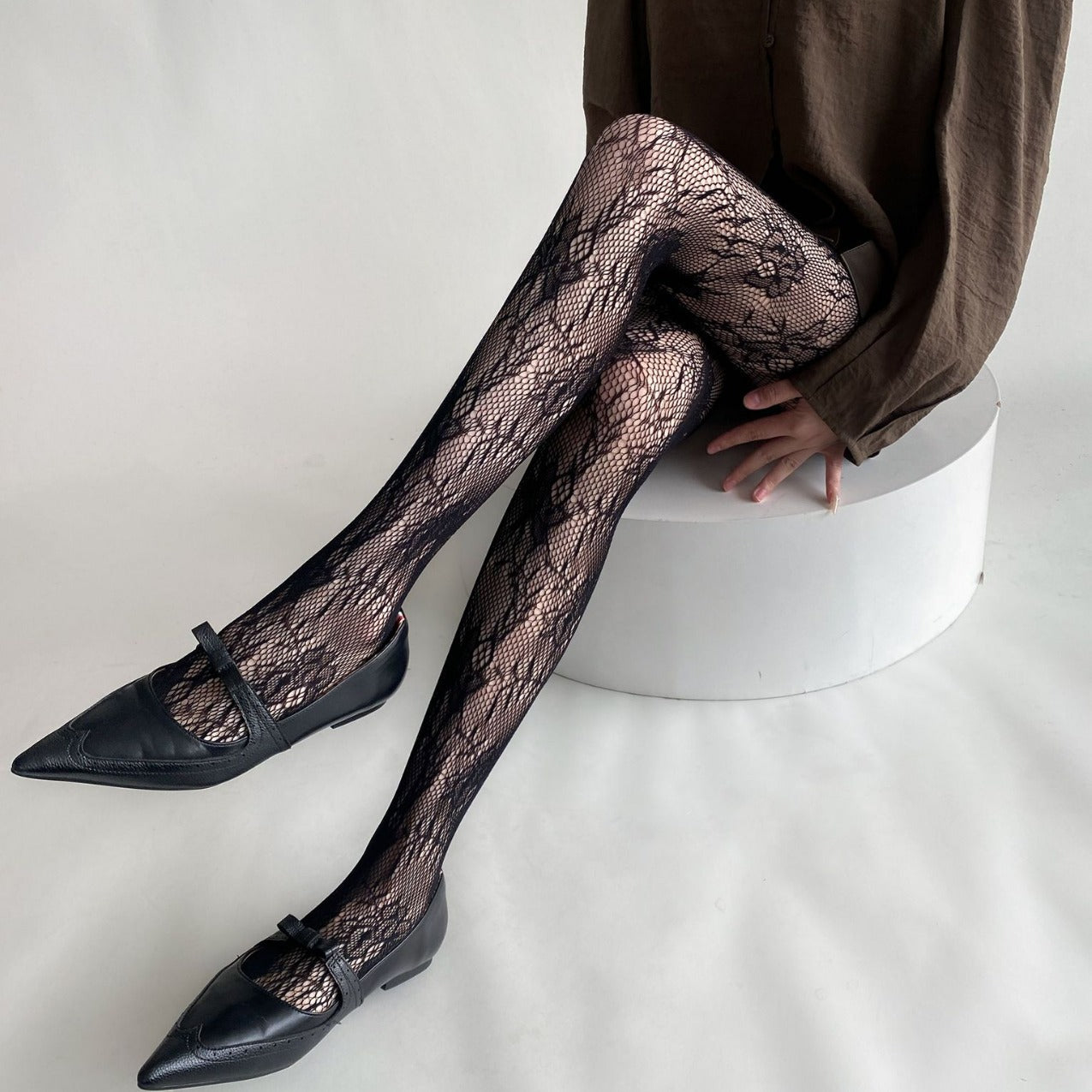 FASHION FLORAL VINTAGE VINE HOLLOW LACE BOTTOM PANTYHOSE LOLITA PANTYHOSE