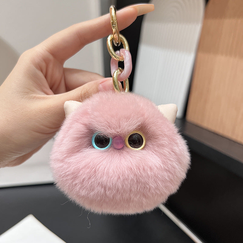 CUTE AND ADORABLE OTTER BUNNY FUR CAT CAR KEYCHAIN ACCESSORY