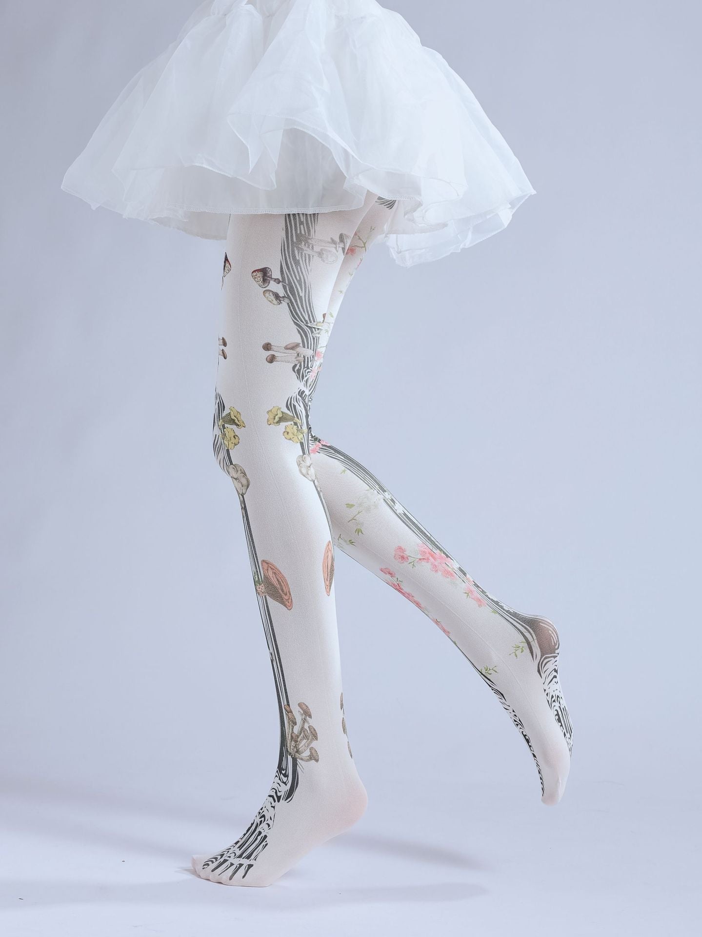 DARK ARTICULATED BONES PRINT TATTOO PATTERN HALLOWEEN DANCING PANTYHOSE