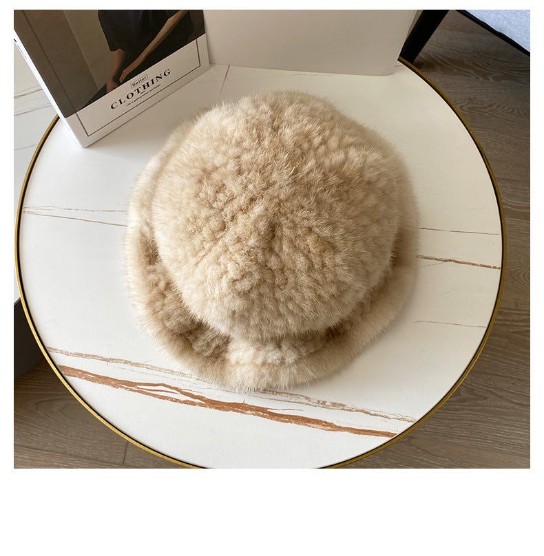 ELEGANT RUFFLED MINK FUR BERET HAT