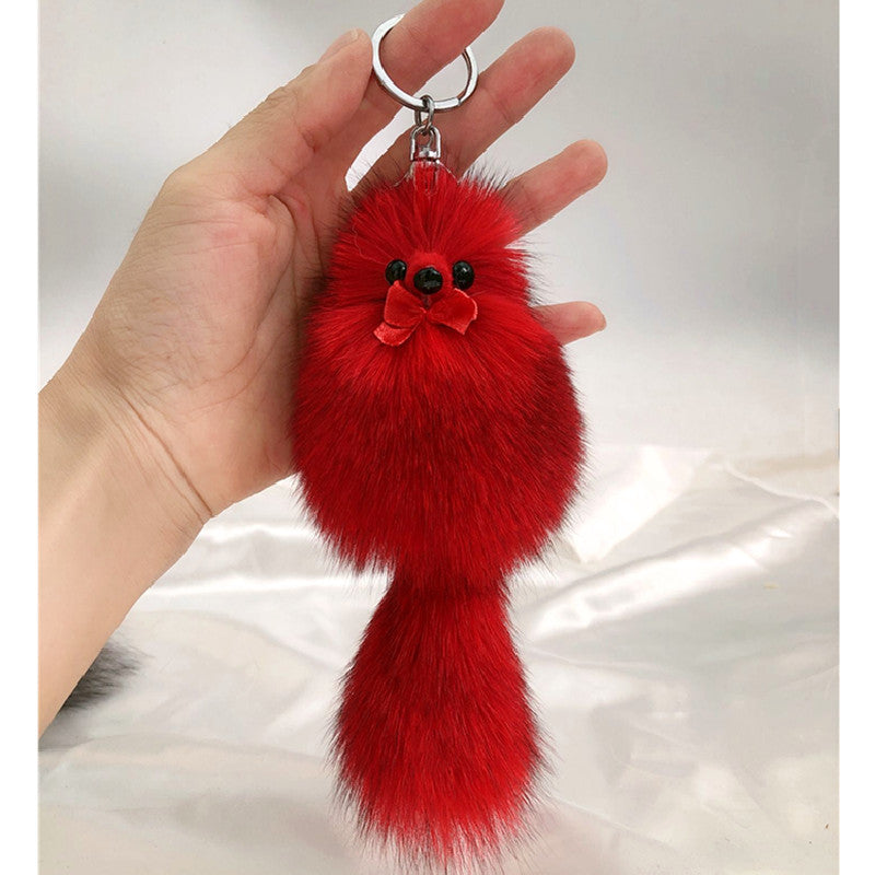 CUTE FOX FUR BALL BAG CHARM KEYCHAIN ACCESSORY