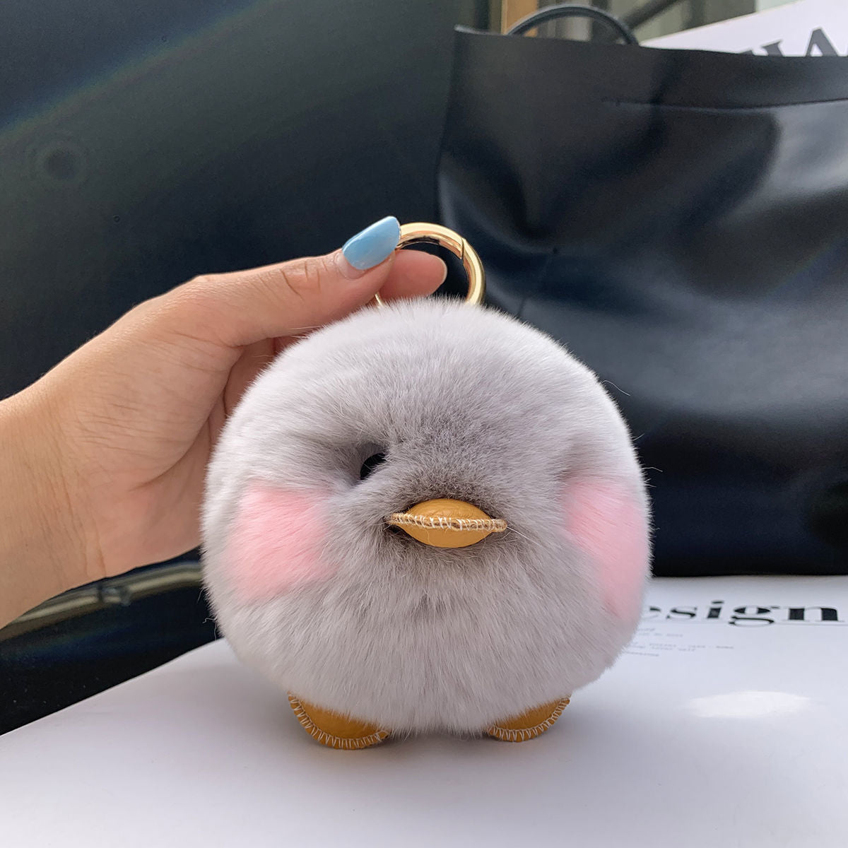 YELLOW DUCK KEYCHAIN PENDANT PLUSH TOY BACKPACK ACCESSORY
