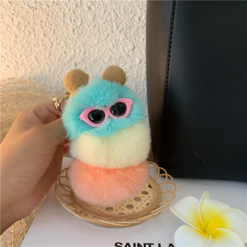 RABBIT FUR BUTTERFLY PERSONALITY DOLL KEYCHAIN ACCESSORY