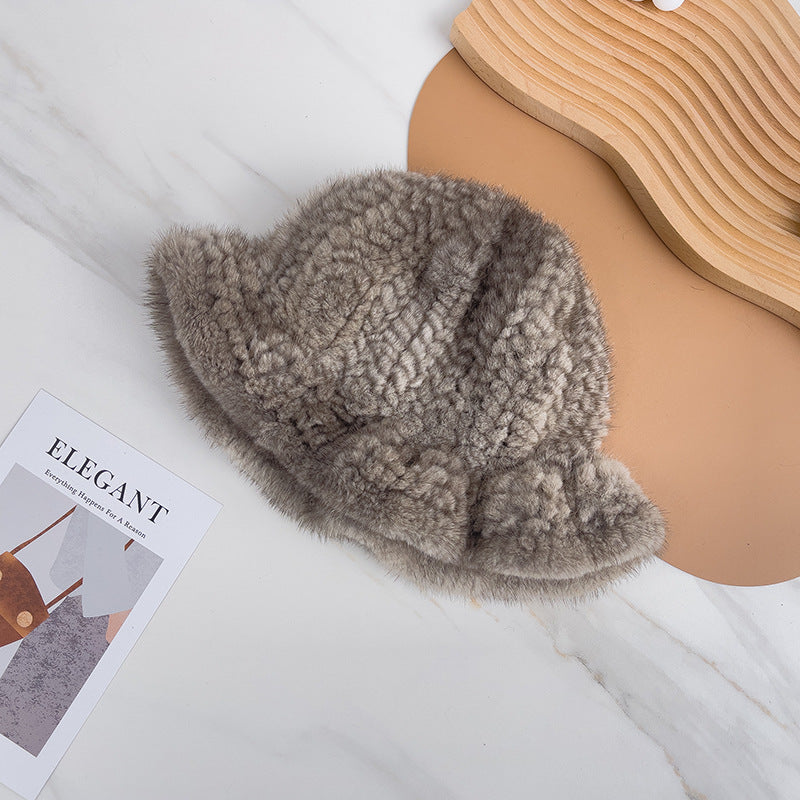 ELEGANT RUFFLED MINK FUR BERET HAT