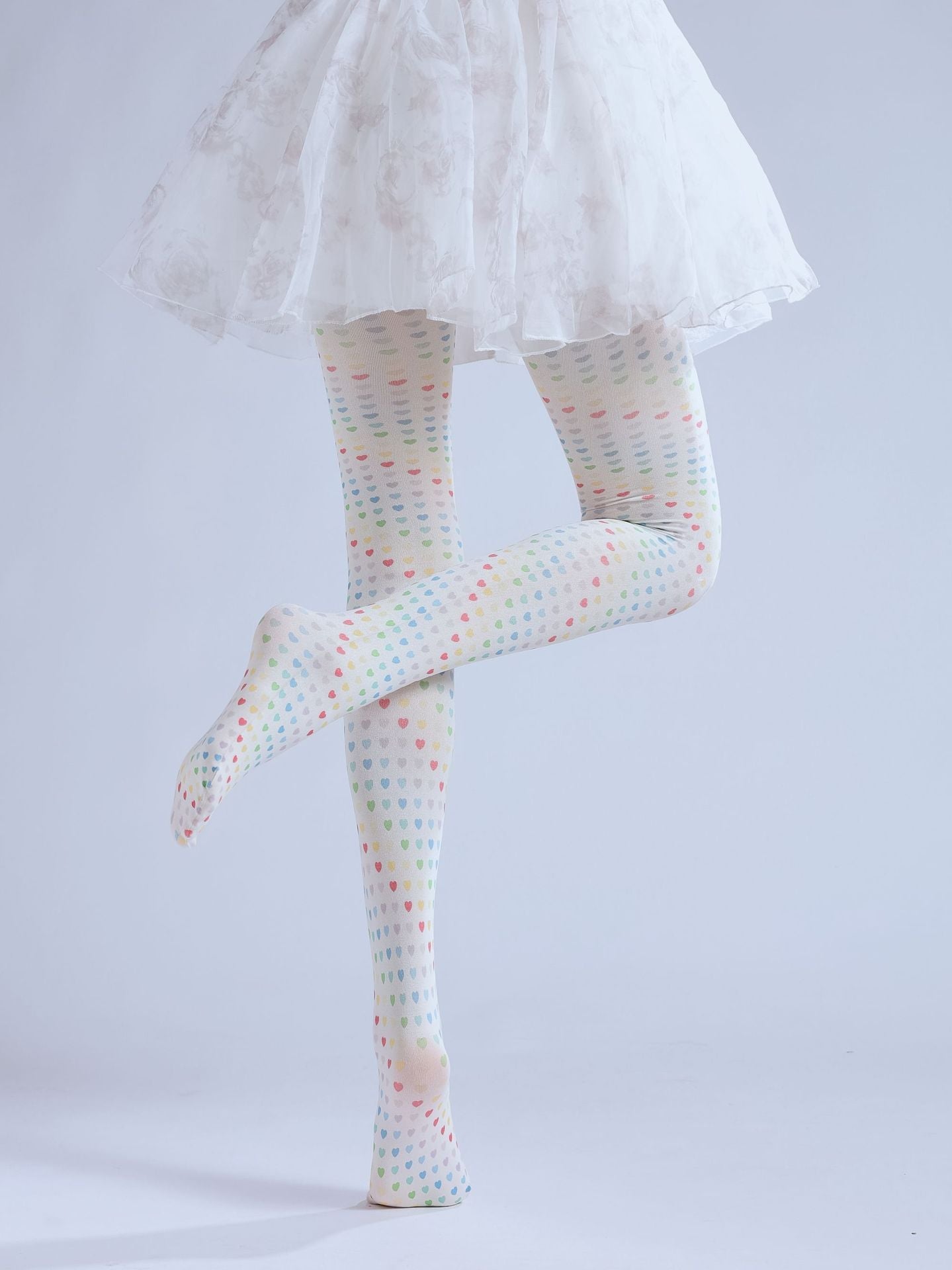 TWO-DIMENSIONAL LOLI OUTER SOCKS COLORFUL PEACH HEART PERSONALITY COS PATTERN LEGGINGS PRINTED PANTYHOSE
