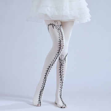 FUN PUNK GOTH ZIP PRINT PANTYHOSE COSPLAY PANTYHOSE