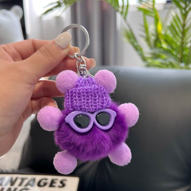CUTE REX RABBIT HAIR SMALL COAL BALL KEYCHAIN ACCESSORY