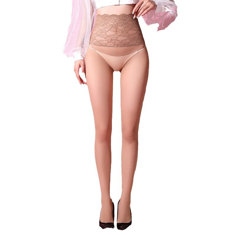 FASHION 0.01D SLIM LACE SILKY VELVET DEEP CROTCH TRACELESS PANTYHOSE