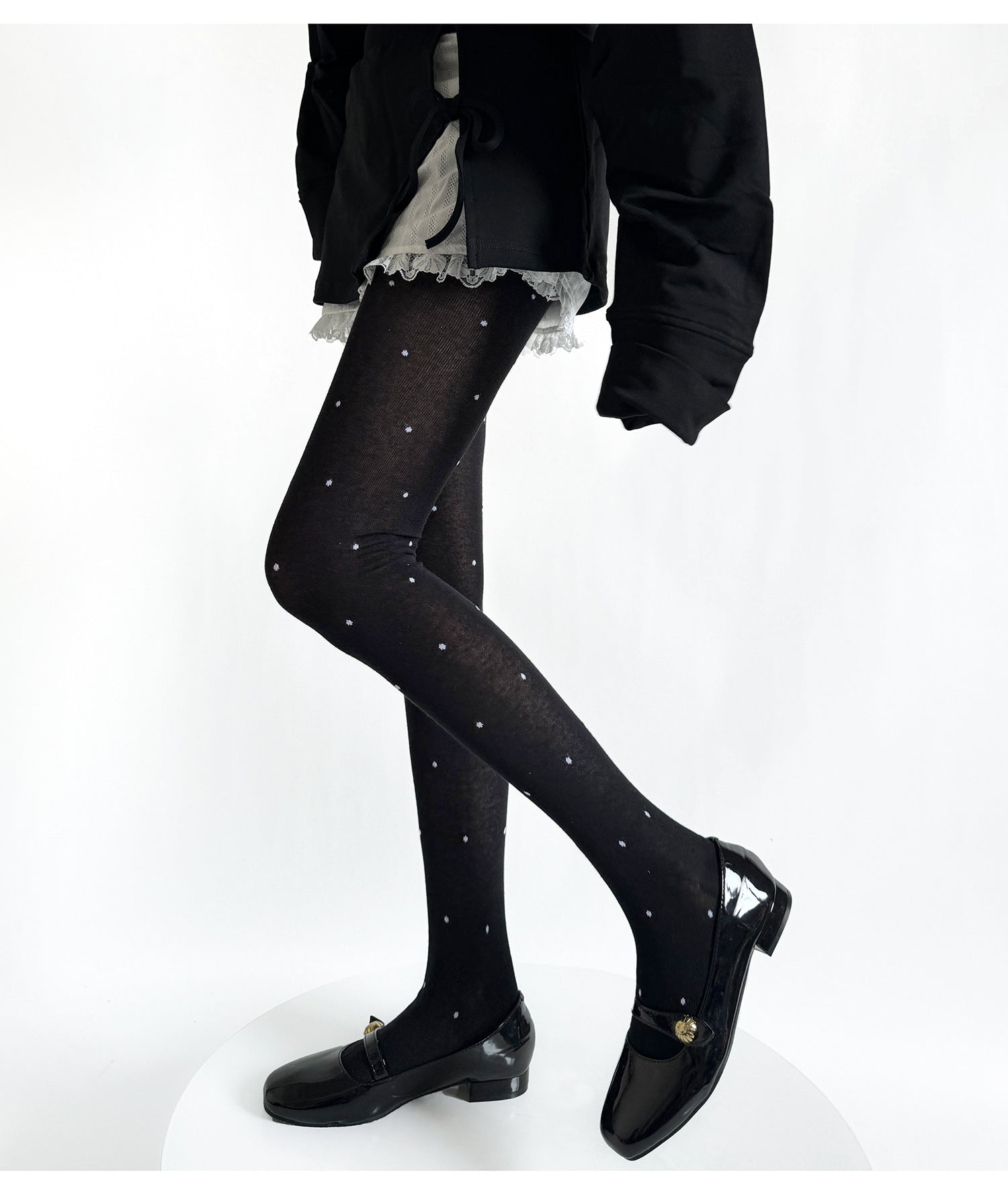 RETRO POLKA DOT JACQUARD PANTYHOSE