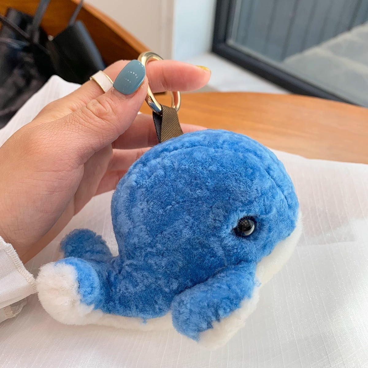 CUTE DOLPHIN WOOL FAUX FUR CHARM KEYCHAIN