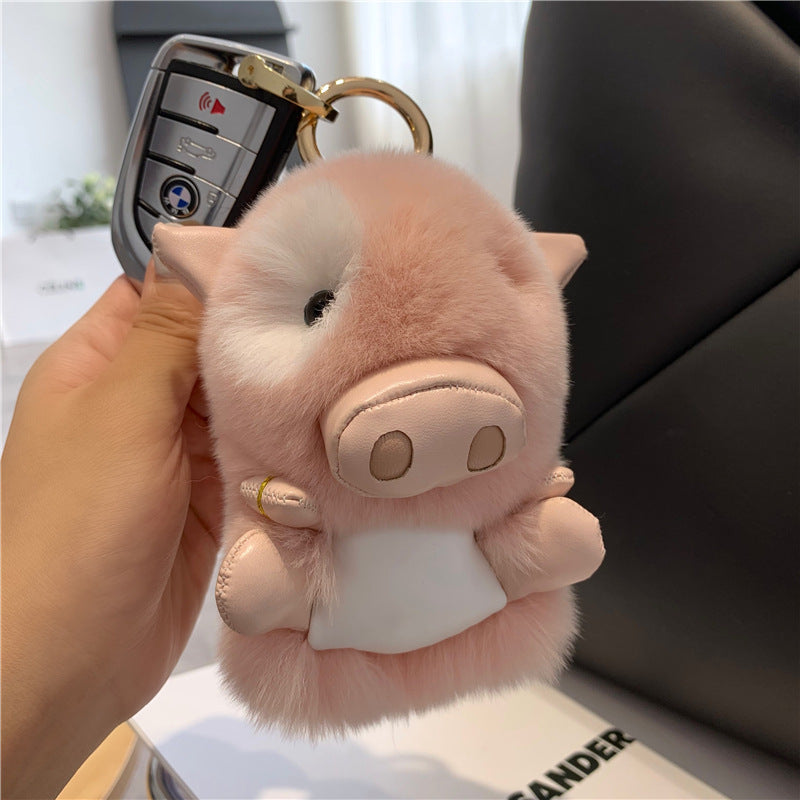 REAL REX RABBIT FUR KEYCHAIN PLUSH TOY BAG ACCESSORY