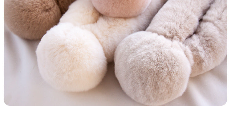 CUTE PLUSH SCARF WITH POM POMS