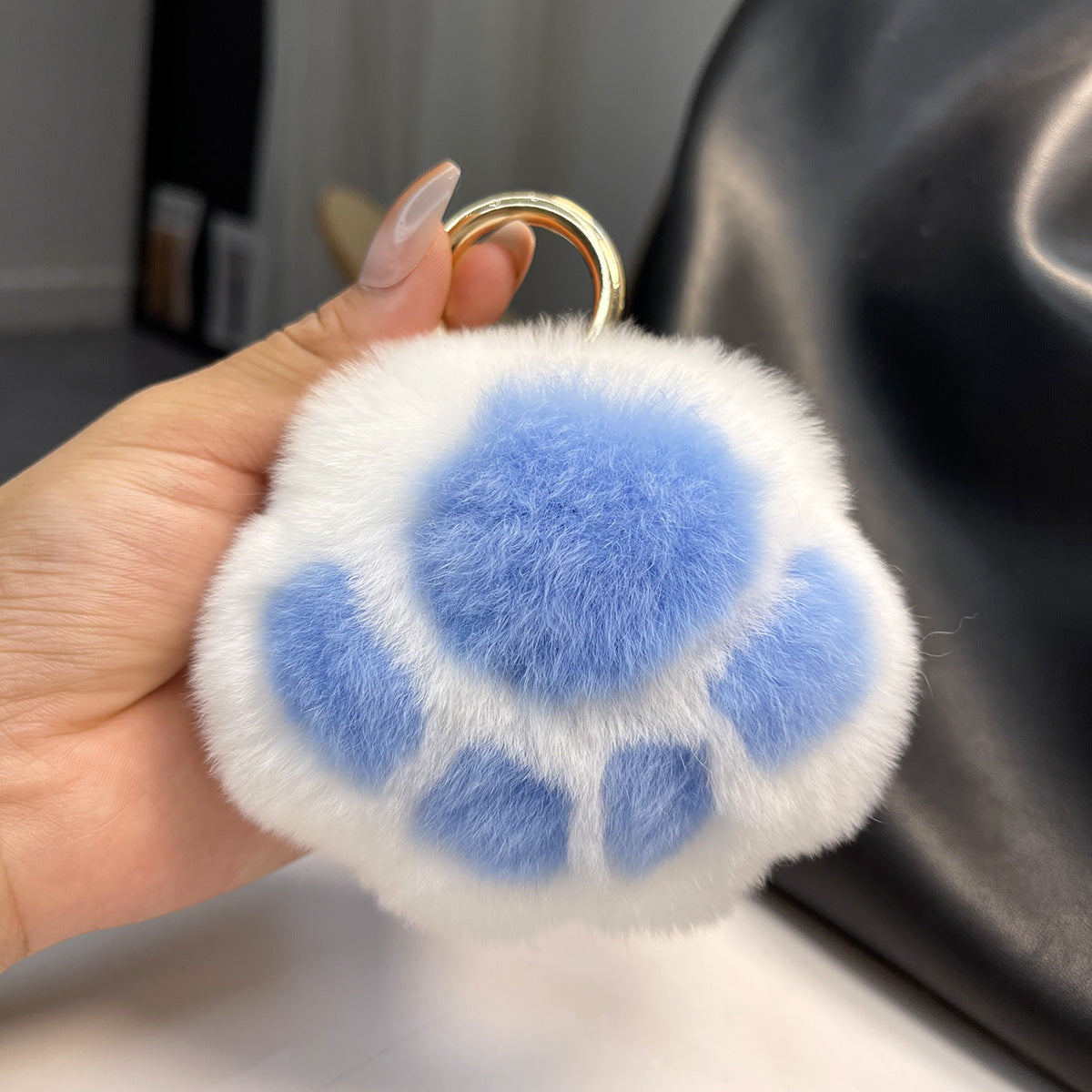 GENUINE REX RABBIT FUR CAT PAW CAR KEYCHAIN ACCESSORY