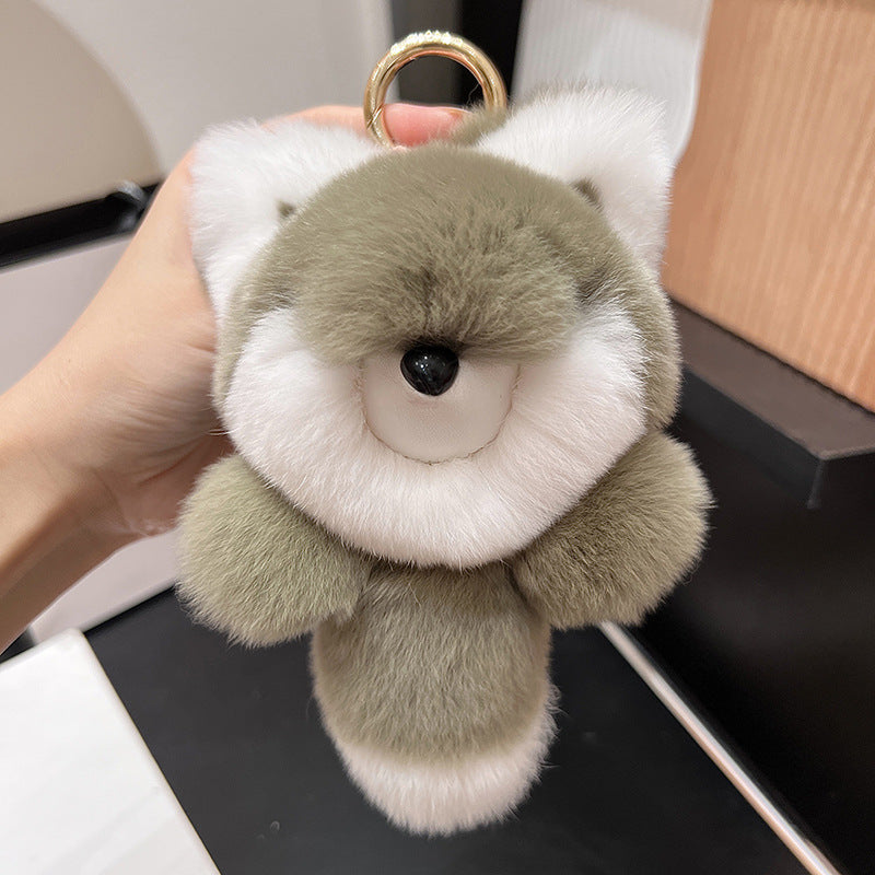 REAL RABBIT HAIR SMALL FOX CHARM DOLL ACCESSORY