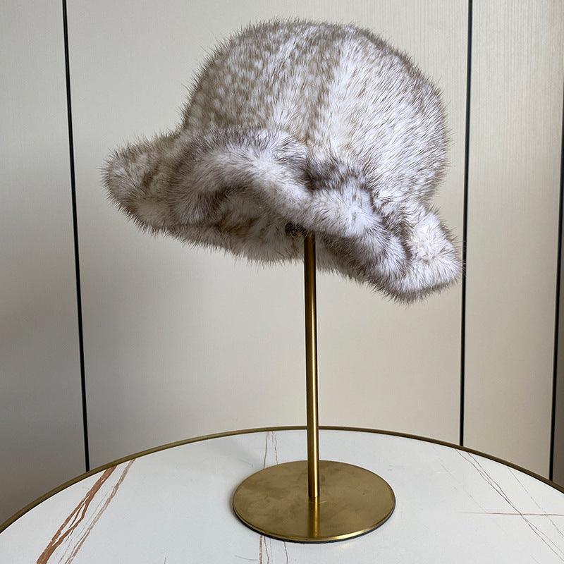 ELEGANT RUFFLED MINK FUR BERET HAT