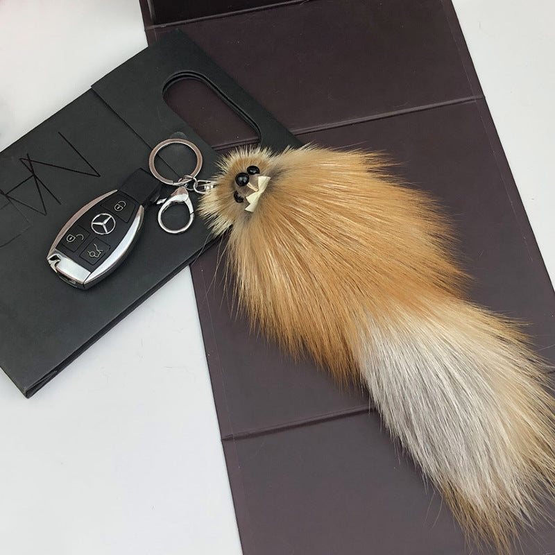 CUTE FOX FUR BALL BAG CHARM KEYCHAIN ACCESSORY