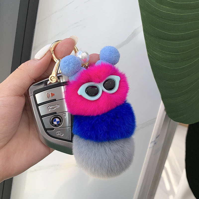 REX RABBIT HAIR UGLY CUTE CATERPILLAR FUR ACCESSORY