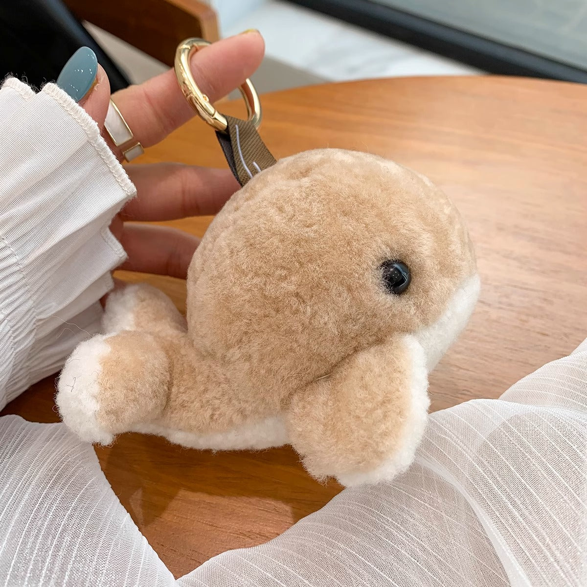 CUTE DOLPHIN WOOL FAUX FUR CHARM KEYCHAIN
