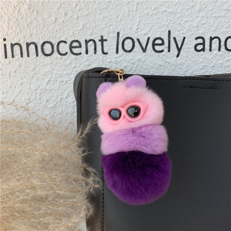 RABBIT FUR BUTTERFLY PERSONALITY DOLL KEYCHAIN ACCESSORY