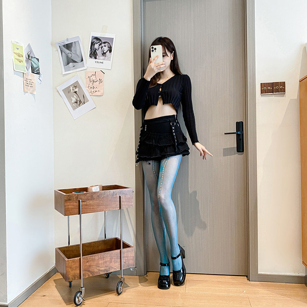 THIN HOLLOW JK WATER BLUE BOTTOM NET SOCKS