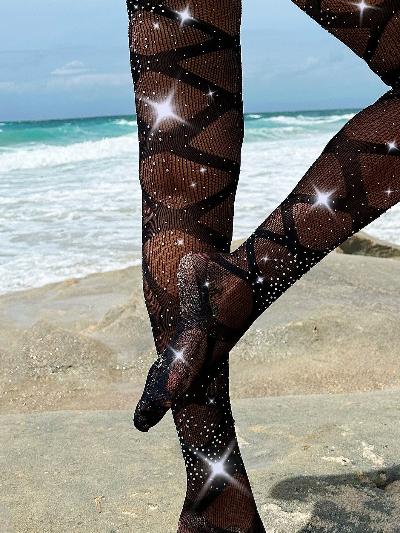 FASHION LEGGINGS HOT DIAMOND BLACK SILK ULTRA-THIN DIAMOND MESH SOCKS STRIPED PANTYHOSE