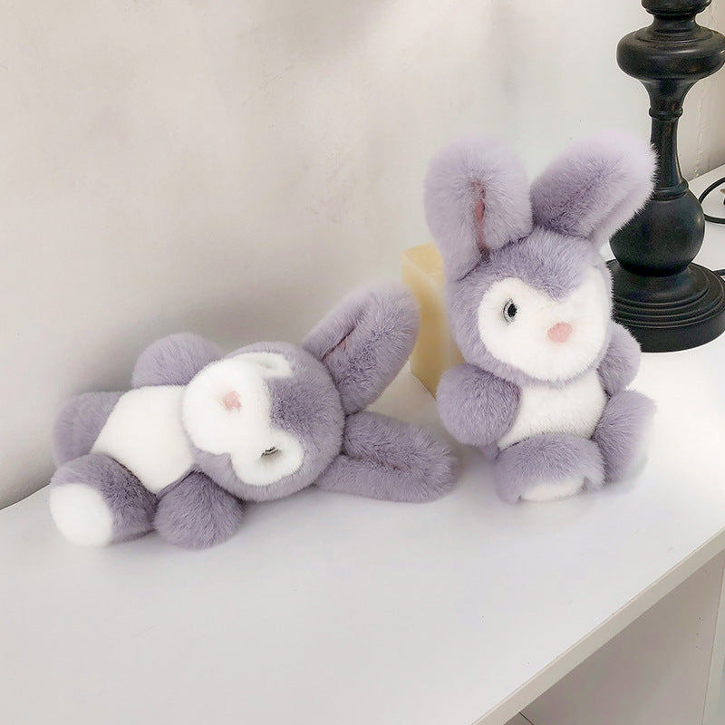 CUTE REAL RABBIT FUR BUNNY KEYCHAIN