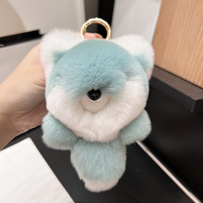 REAL RABBIT HAIR SMALL FOX CHARM DOLL ACCESSORY