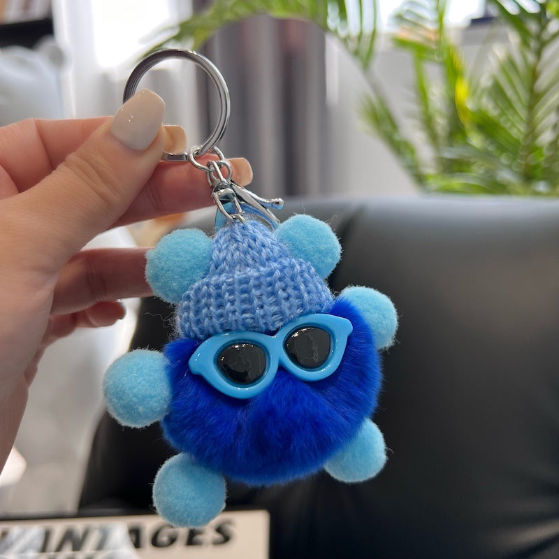 CUTE REX RABBIT HAIR SMALL COAL BALL KEYCHAIN ACCESSORY