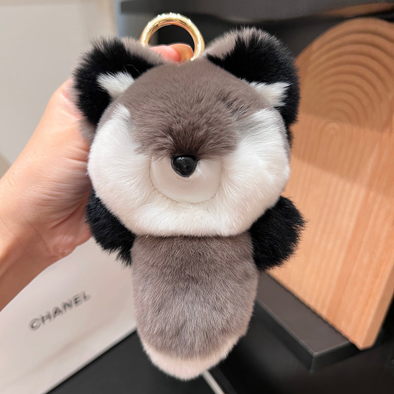 REAL RABBIT HAIR SMALL FOX CHARM DOLL ACCESSORY